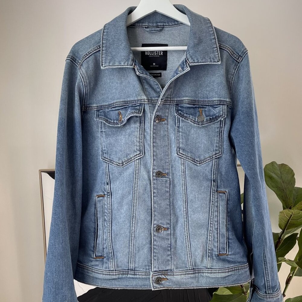 Men's HOLLISTER Epic Flex Blue Denim Classic Jean Jacket Size Medium M